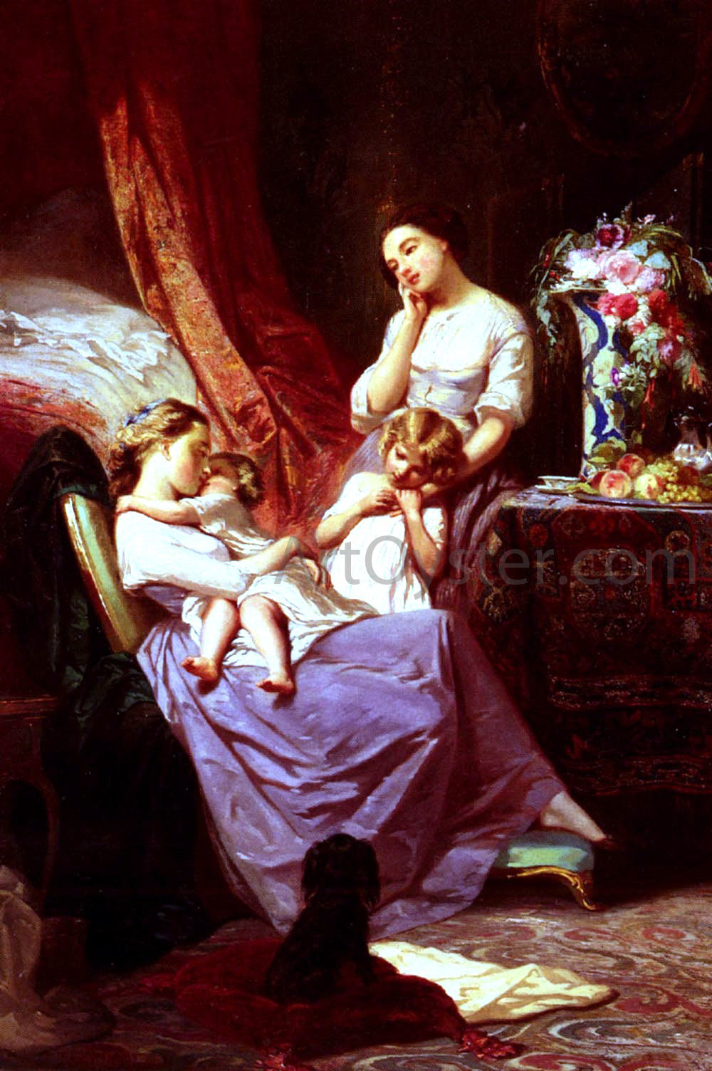 Tony Johannot Motherly Love - Hand Painted Oil Painting