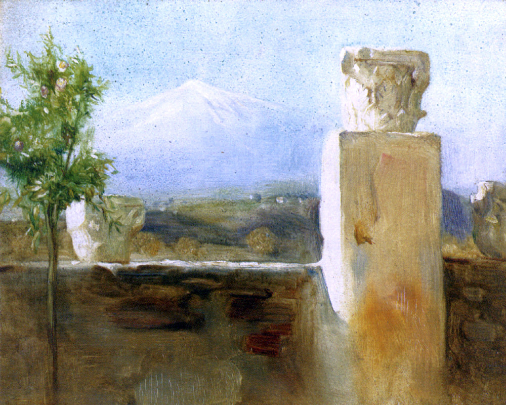 Arthur Hacker Mount Etna From Taormina - Hand Painted Oil Painting