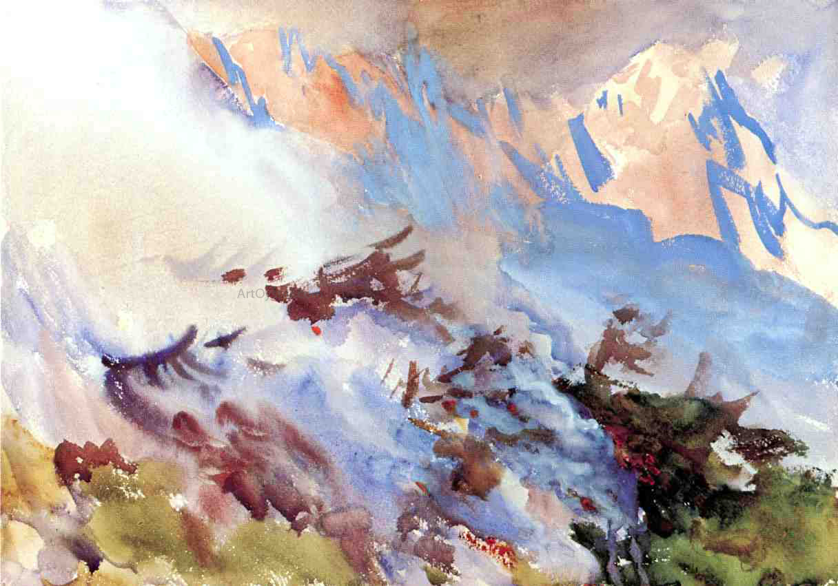 John Singer Sargent Mountain Fire - Hand Painted Oil Painting