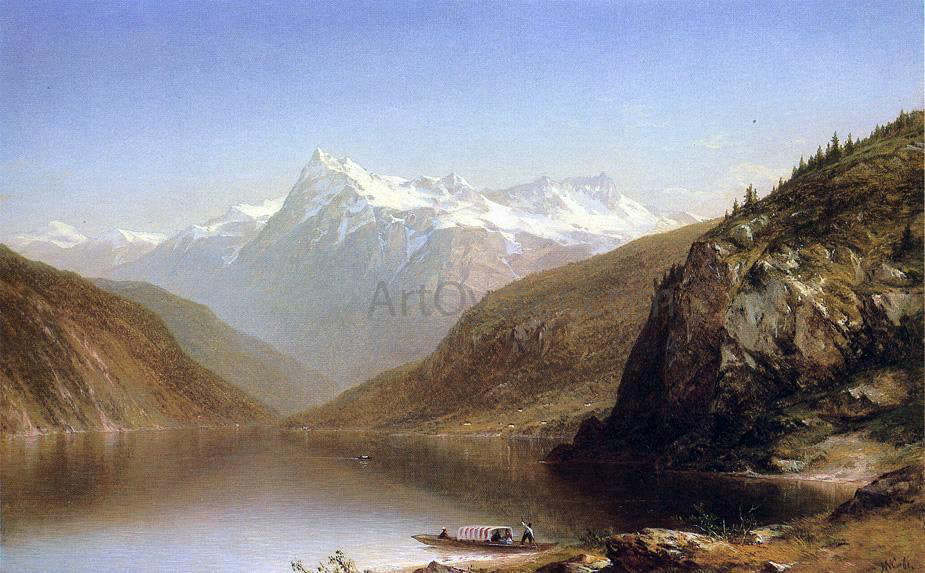 John W Casilear Mountain Lake - Hand Painted Oil Painting