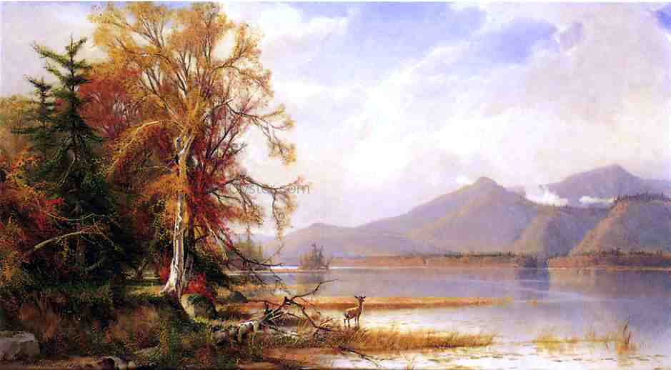 Henry A Ferguson Mountain Lake in Autumn - Hand Painted Oil Painting
