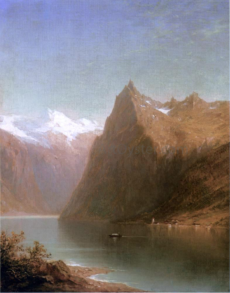 John W Casilear Mountain Lake Scene - Hand Painted Oil Painting