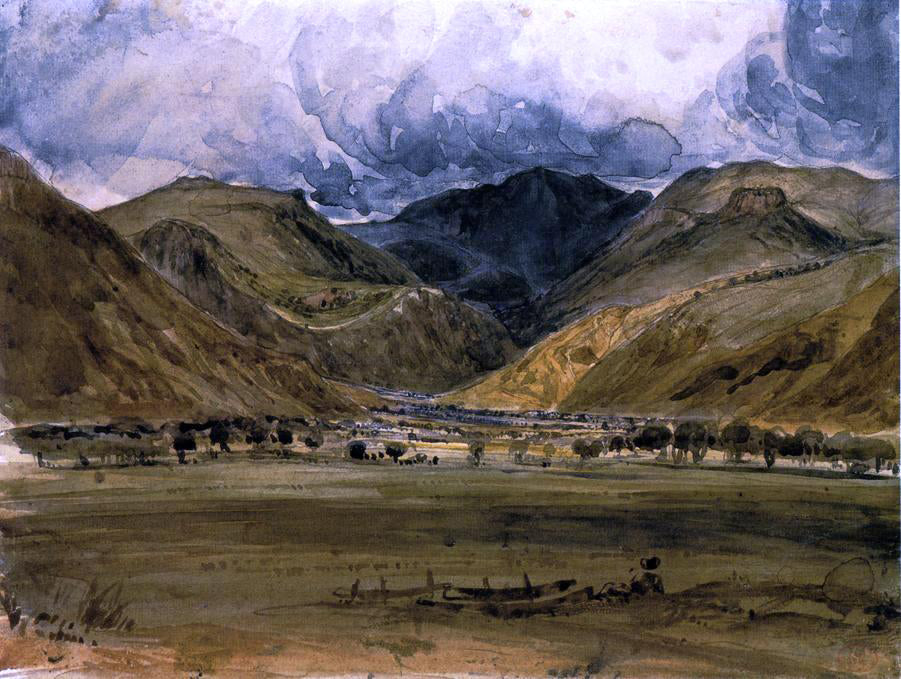 Paul Huet Mountain Landscape - Hand Painted Oil Painting
