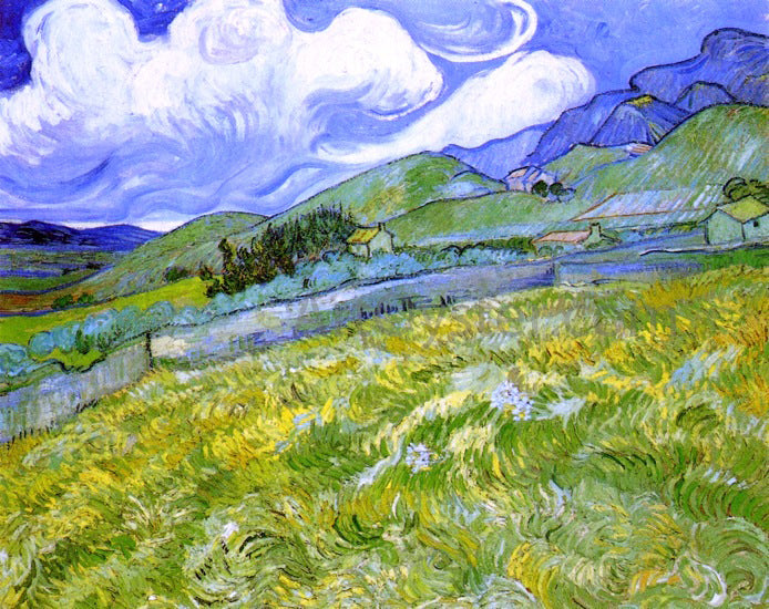 Vincent Van Gogh Mountain Landscape behind Saint-Paul Hospital - Hand Painted Oil Painting