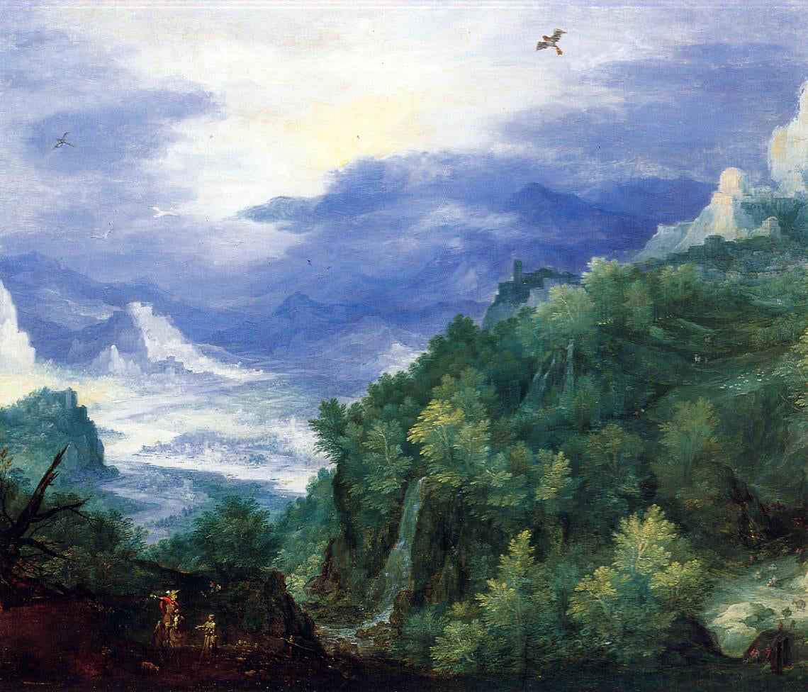  The Elder Jan Bruegel Mountain Landscape with View of a River Valley - Hand Painted Oil Painting
