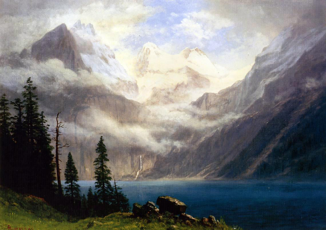 Albert Bierstadt Mountain Scene - Hand Painted Oil Painting