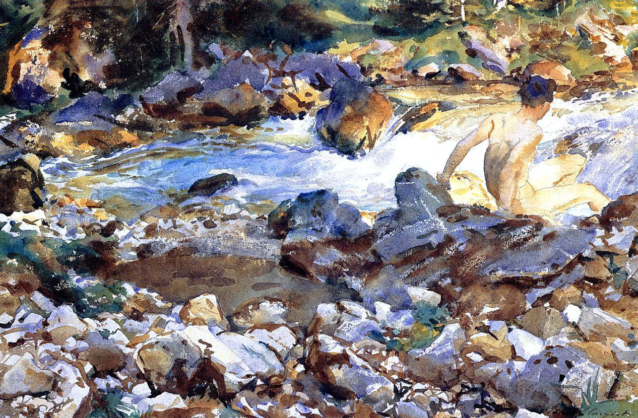 John Singer Sargent Mountain Stream - Hand Painted Oil Painting