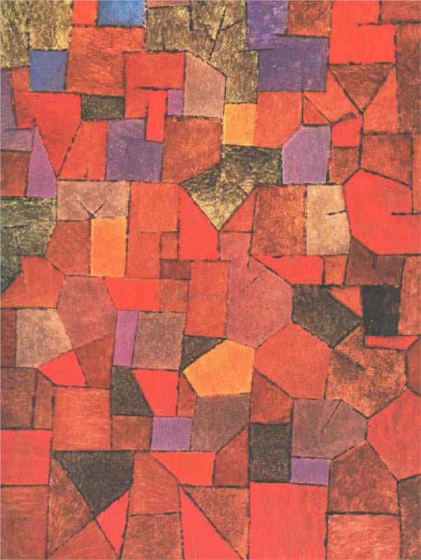  Paul Klee Mountain Village Autumnal - Hand Painted Oil Painting
