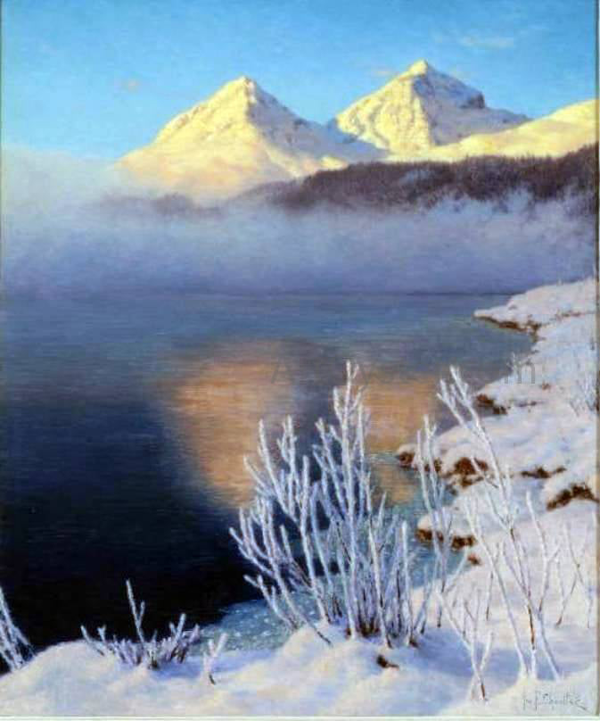 Ivan Fedorovich Choultse Mountainous Lake Scene - Hand Painted Oil Painting