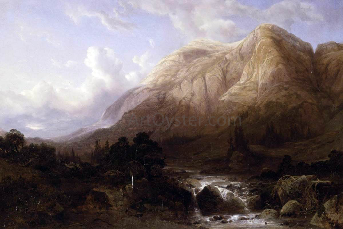  Alexandre Calame Mountainous Landscape with a Torrent - Hand Painted Oil Painting