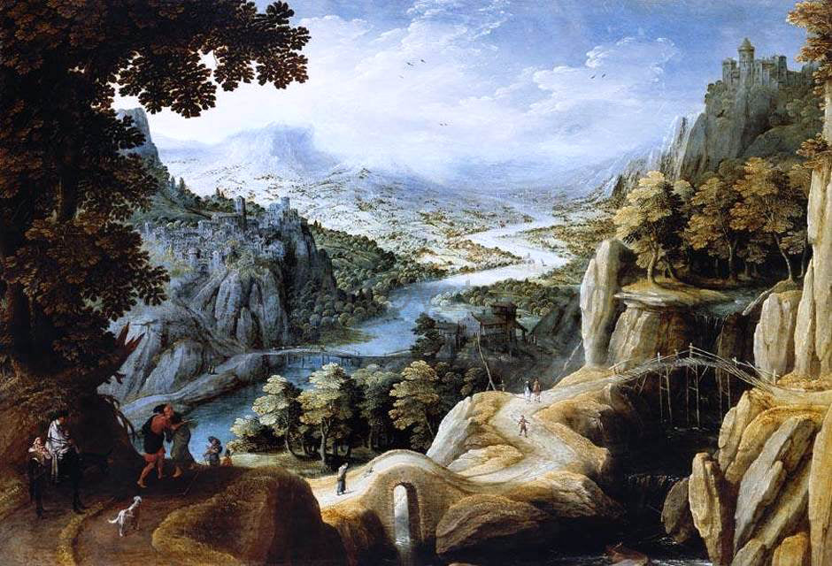 Tobias Verhaecht Mountainous River Landscape - Hand Painted Oil Painting
