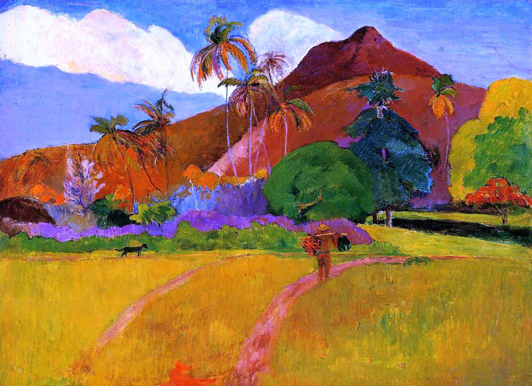 Paul Gauguin Mountains in Tahiti - Hand Painted Oil Painting