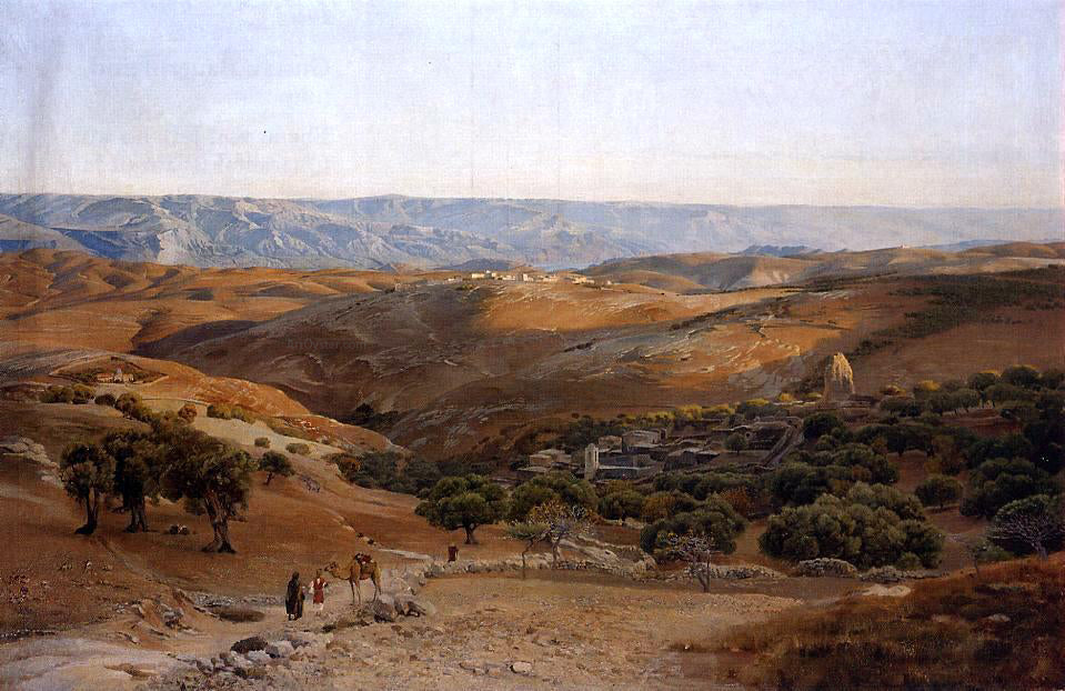 Gustav Bauernfeind Mountains of Moab Seen from Bethany - Hand Painted Oil Painting