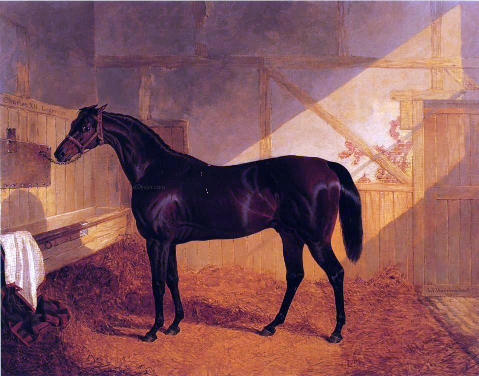 Sr. John Frederick Herring Mr. Johnstone's "Charles XII" in a Stable - Hand Painted Oil Painting