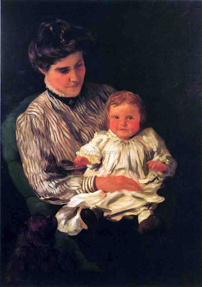 Thomas Pollock Anschutz Mrs. Anshutz and Her Son Edward - Hand Painted Oil Painting