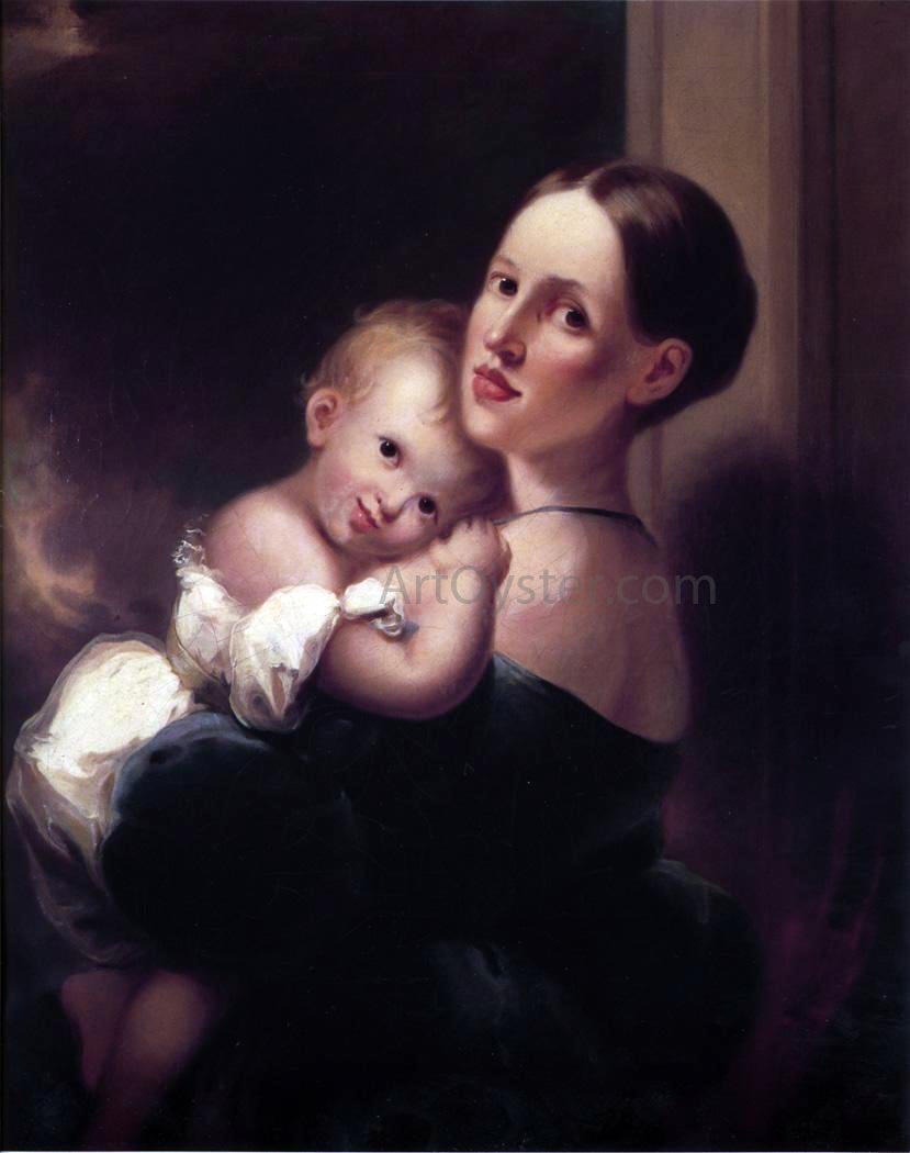 Joseph H Bush Mrs. James Miles Bush and Her Daughter, Nannie - Hand Painted Oil Painting