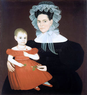 Ammi Phillips Mrs. Mayer and Daughter - Hand Painted Oil Painting