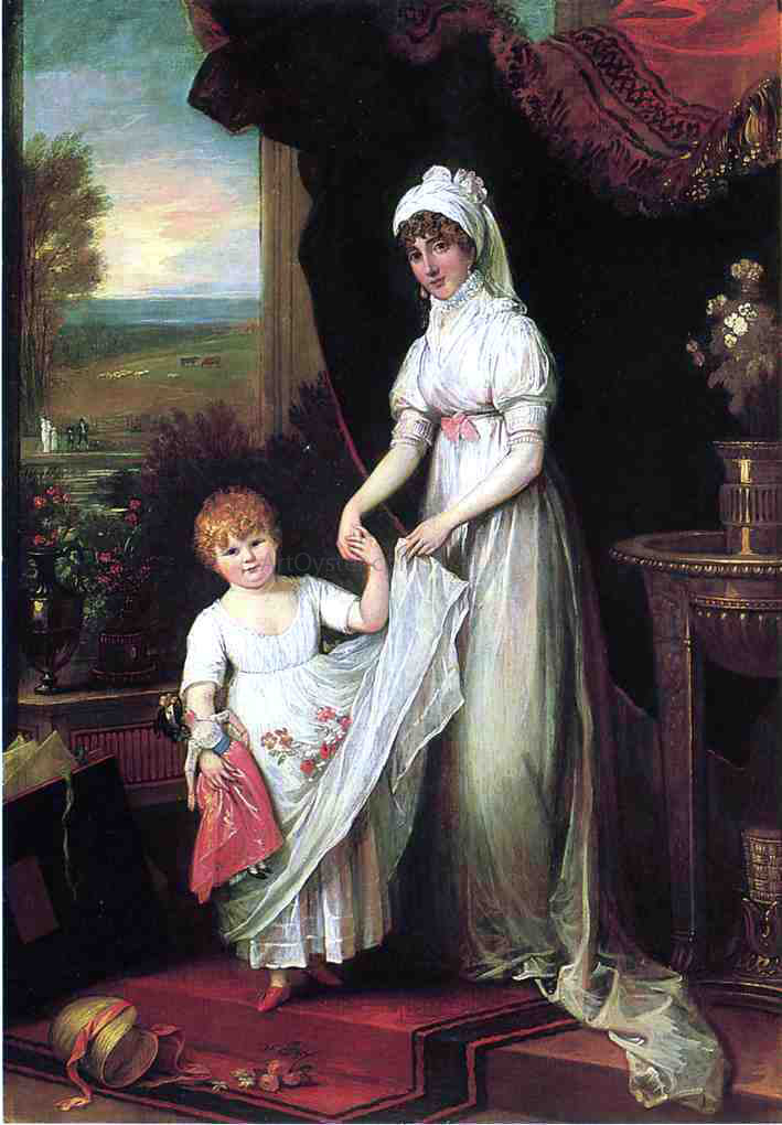  Benjamin West Mrs Thomas Keyes and Her Daughter - Hand Painted Oil Painting