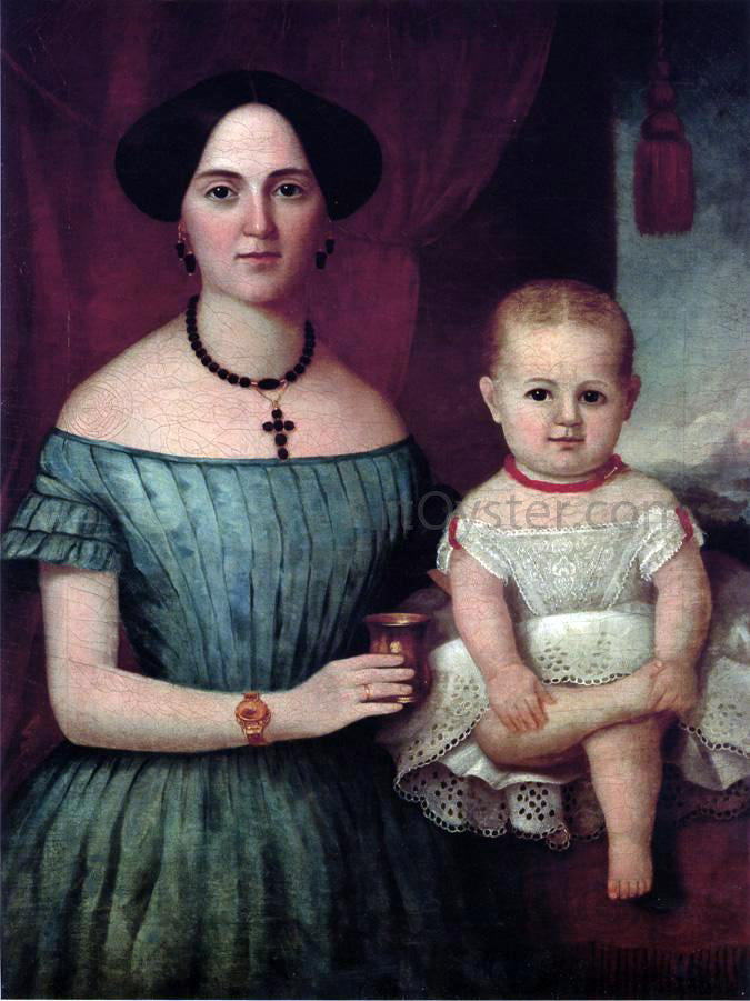  John Henry Byrd Mrs. Weldon Wright and Her Daughter - Hand Painted Oil Painting