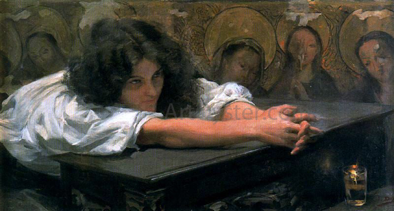 Ignacio Diaz Olano Muchacha Echada - Hand Painted Oil Painting