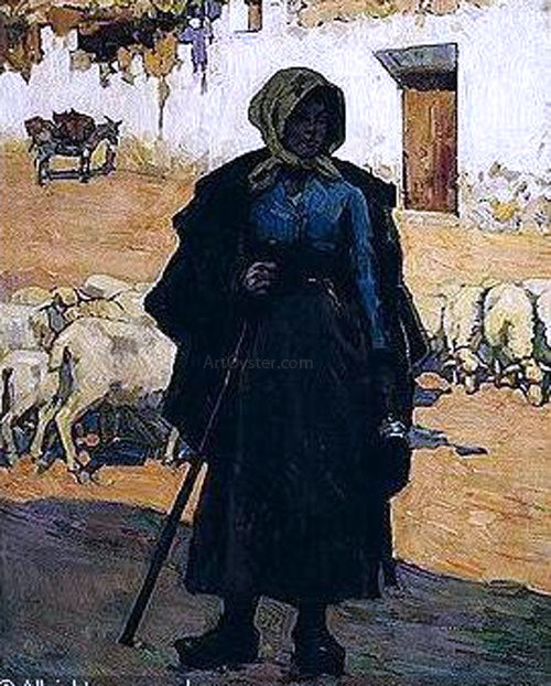 Alberto Pla Y Rubio Mujer Anciana - Hand Painted Oil Painting