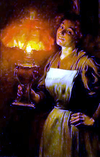 Luis Graner Mujer con Lampara - Hand Painted Oil Painting