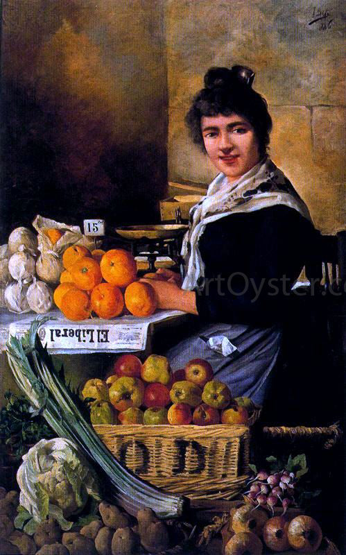 Ignacio Diaz Olano Mujer con Naranjas - Hand Painted Oil Painting
