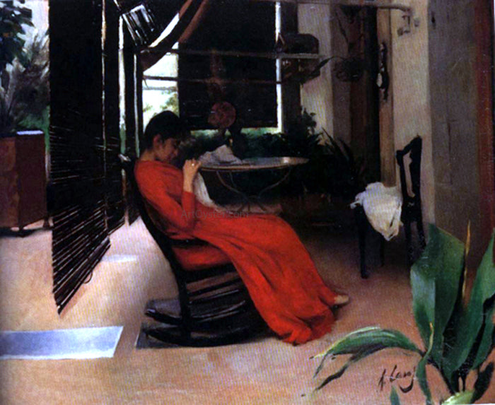 Ramon I Carbo Mujer cosiendo - Hand Painted Oil Painting