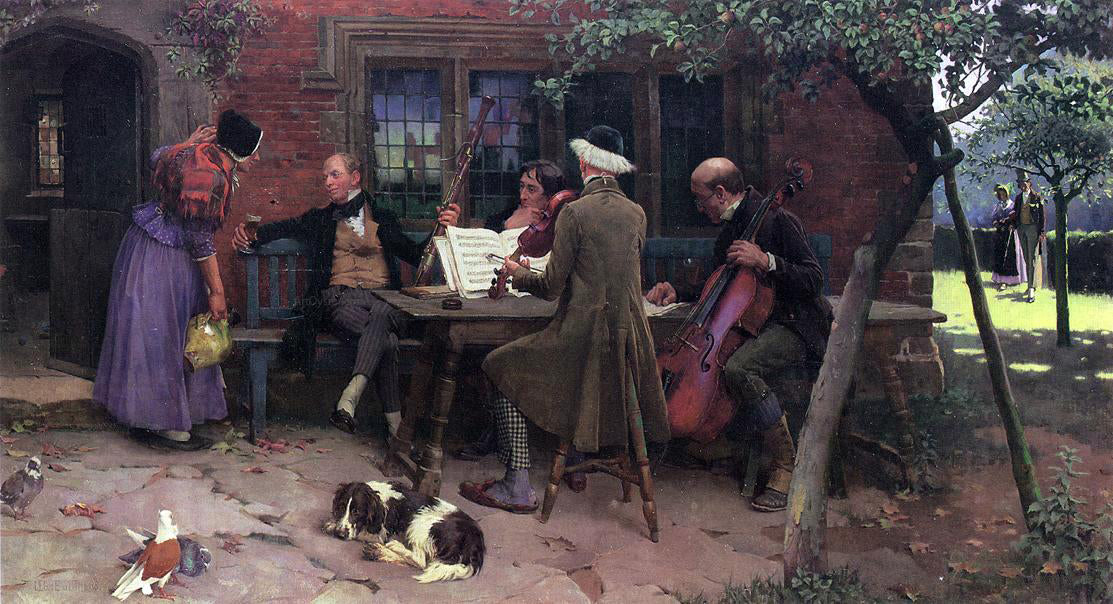 Leghe Suthers Musicians Outside an Inn - Hand Painted Oil Painting