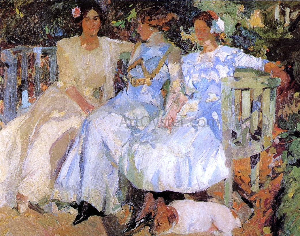 Joaquin Sorolla Y Bastida My Wife and Daughters in the Garden - Hand Painted Oil Painting