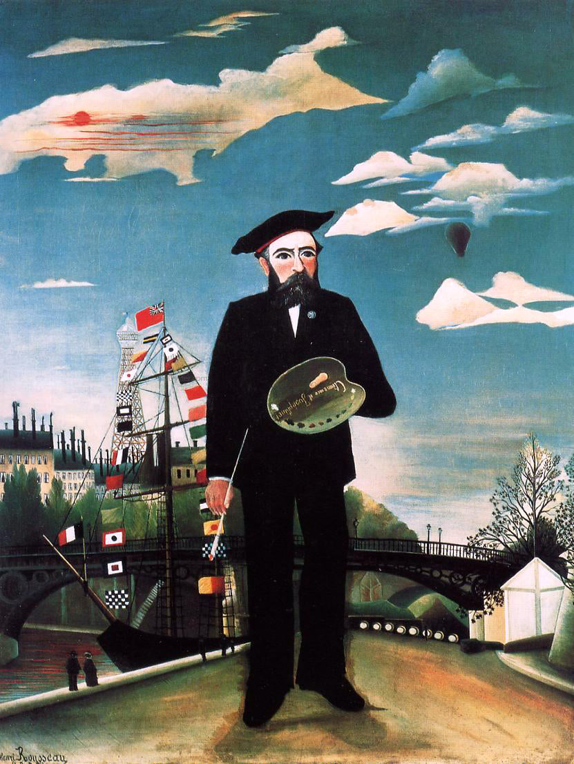 Henri Rousseau Myself, Landscape Portrait - Hand Painted Oil Painting