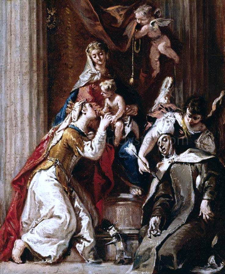 Francesco Fontebasso Mystic Marriage of St Catherine with St Therese - Hand Painted Oil Painting
