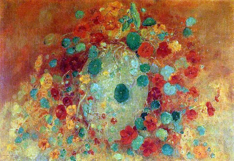 Odilon Redon Nasturtiums - Hand Painted Oil Painting