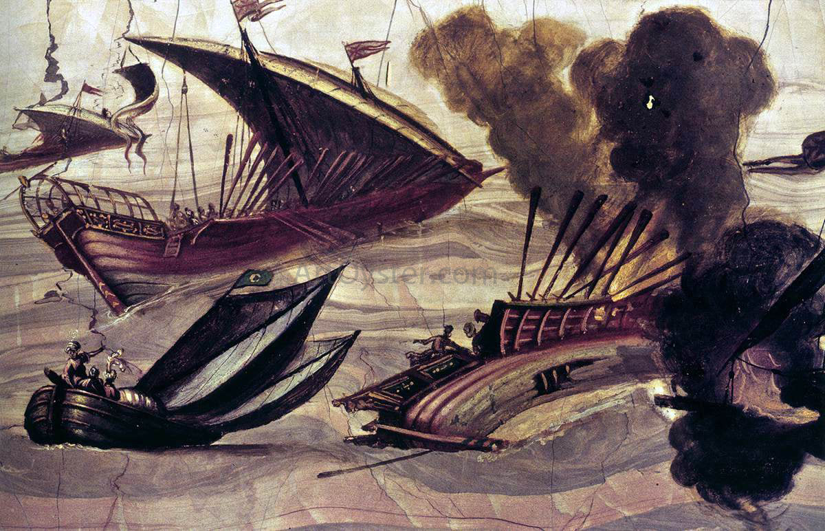 Filippo Napoletano Naval Battle - Hand Painted Oil Painting