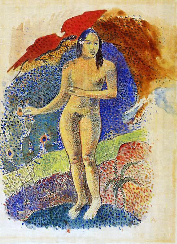 Paul Gauguin Nave nave feuna, L'Eve Tahitienne (also known as Beautiful Land, Tahitian Eve) - Hand Painted Oil Painting