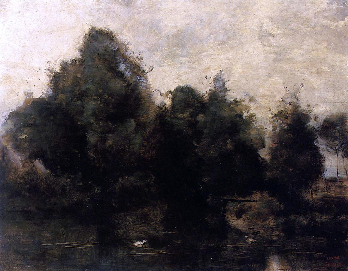 Jean-Baptiste-Camille Corot Near Arras, the Banks of the Scarpe - Hand Painted Oil Painting