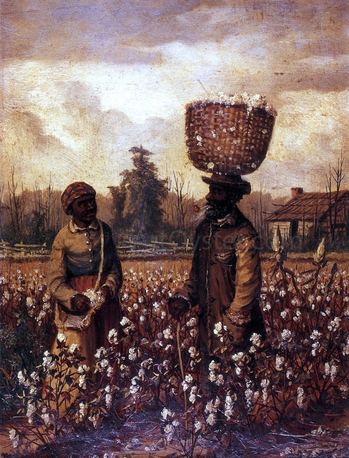 William Aiken Walker Negro Man and Woman in Cotton Field with Cabin - Hand Painted Oil Painting