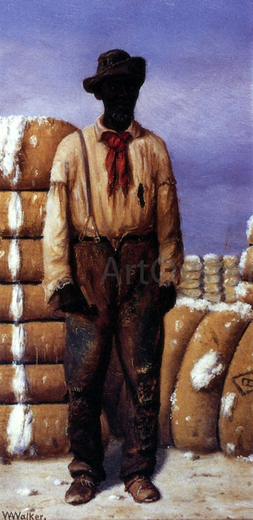 William Aiken Walker Netro Man with Cotton Bales, Holding a Cotton Hook - Hand Painted Oil Painting