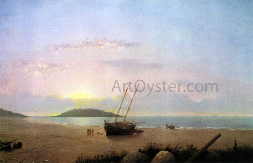 Fitz Hugh Lane New England Coastal Scene - Cape Ann Beach - Hand Painted Oil Painting