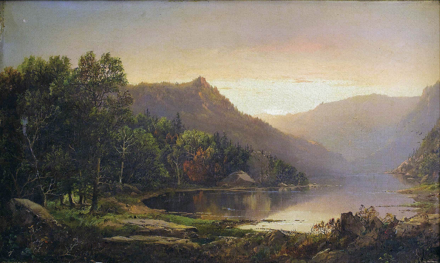 William Louis Sonntag New England Mountain Lake at Sunrise - Hand Painted Oil Painting