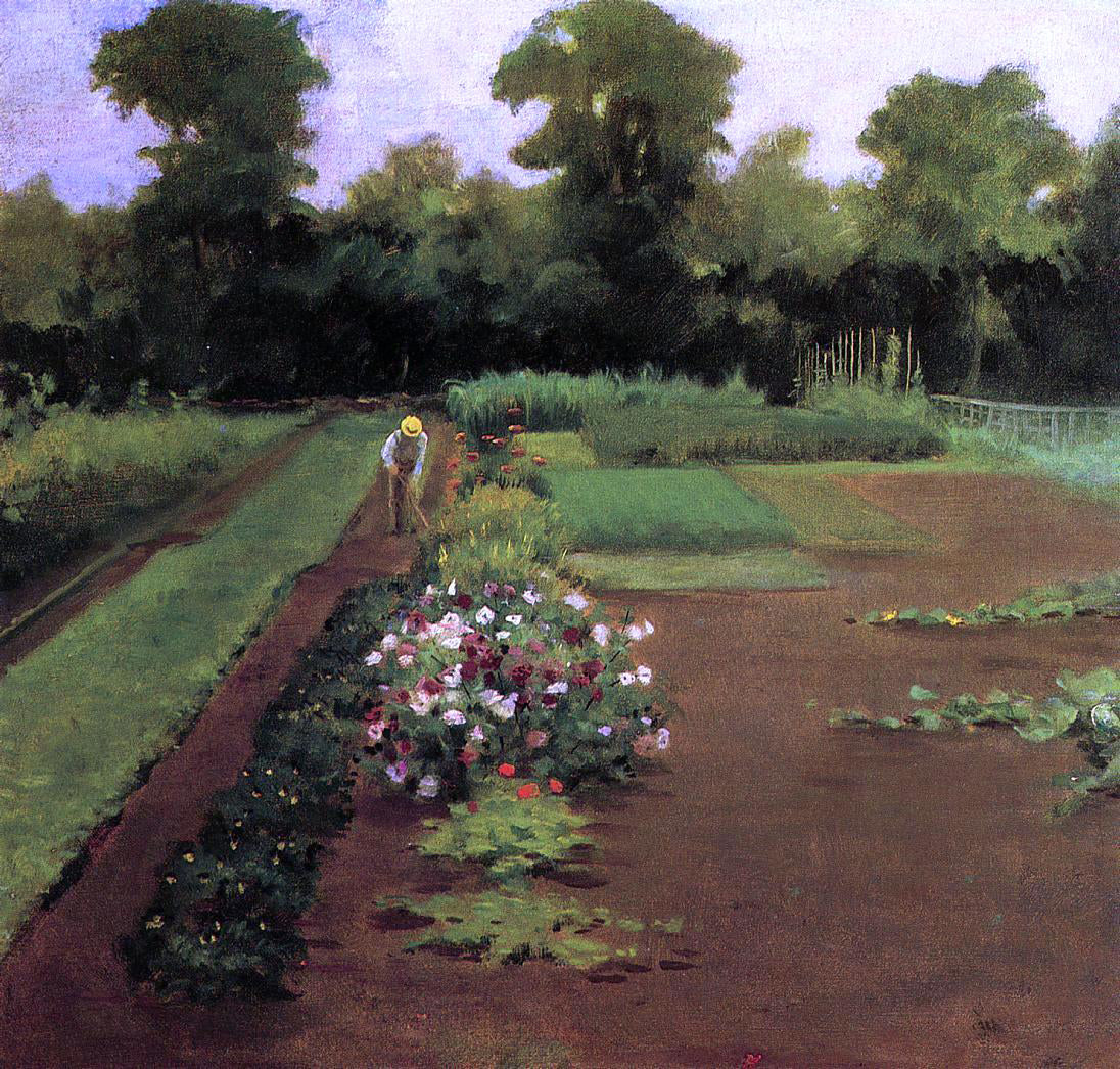  James Carroll Beckwith New Hamburg Garden - Hand Painted Oil Painting