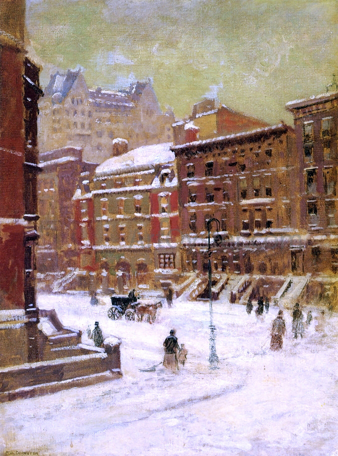 Paul Cornoyer New York City View in Winter - Hand Painted Oil Painting