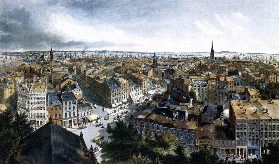  Henry Papprill New York from the Steeple of St. Paul's Church, Looking East, South and West - Hand Painted Oil Painting