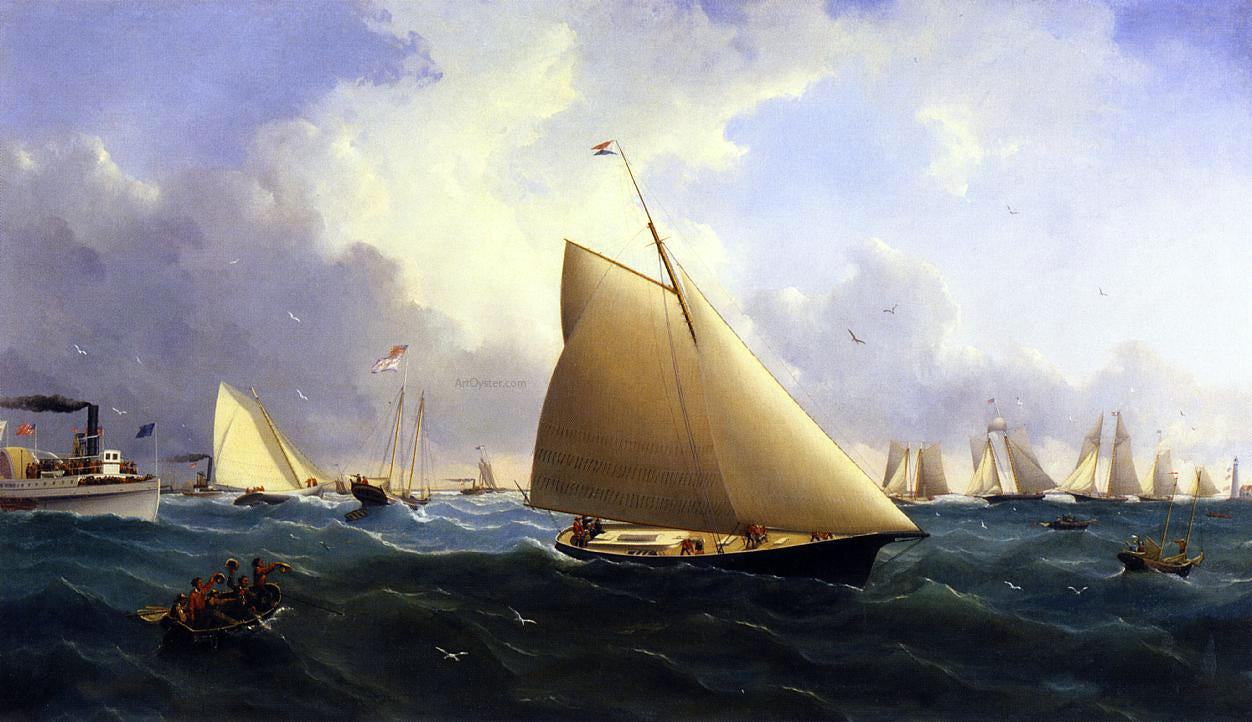 William Bradford New York Yacht Club Regatta off New Bedford - Hand Painted Oil Painting