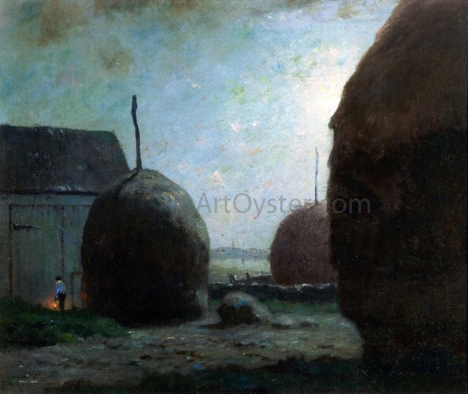 Dwight W Tryon Newbury Haystacks in Moonlight - Hand Painted Oil Painting