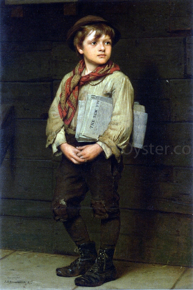 John George Brown News Boy - Hand Painted Oil Painting
