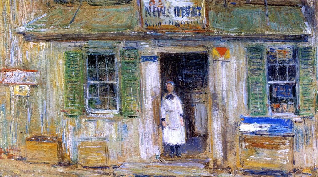 Frederick Childe Hassam News Depot, Cos Cob - Hand Painted Oil Painting