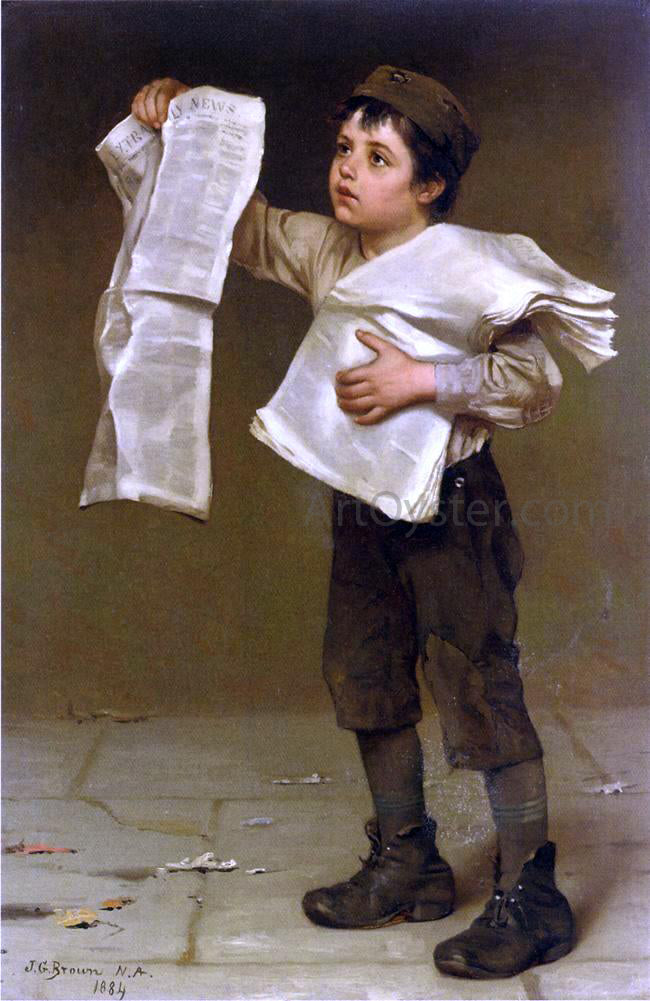 John George Brown Newsboy - Hand Painted Oil Painting