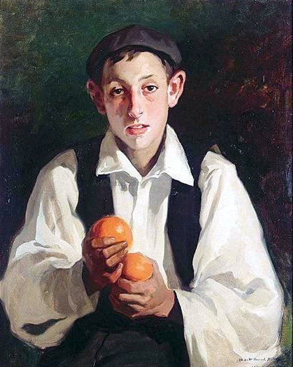 Julio Vila Prades Nino con Naranjas - Hand Painted Oil Painting