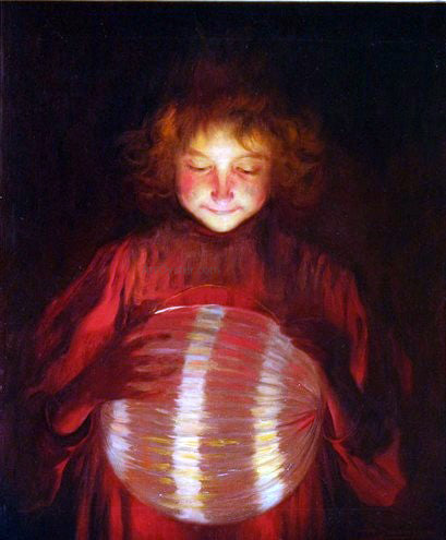 Luis Graner Nina con Farolillo - Hand Painted Oil Painting